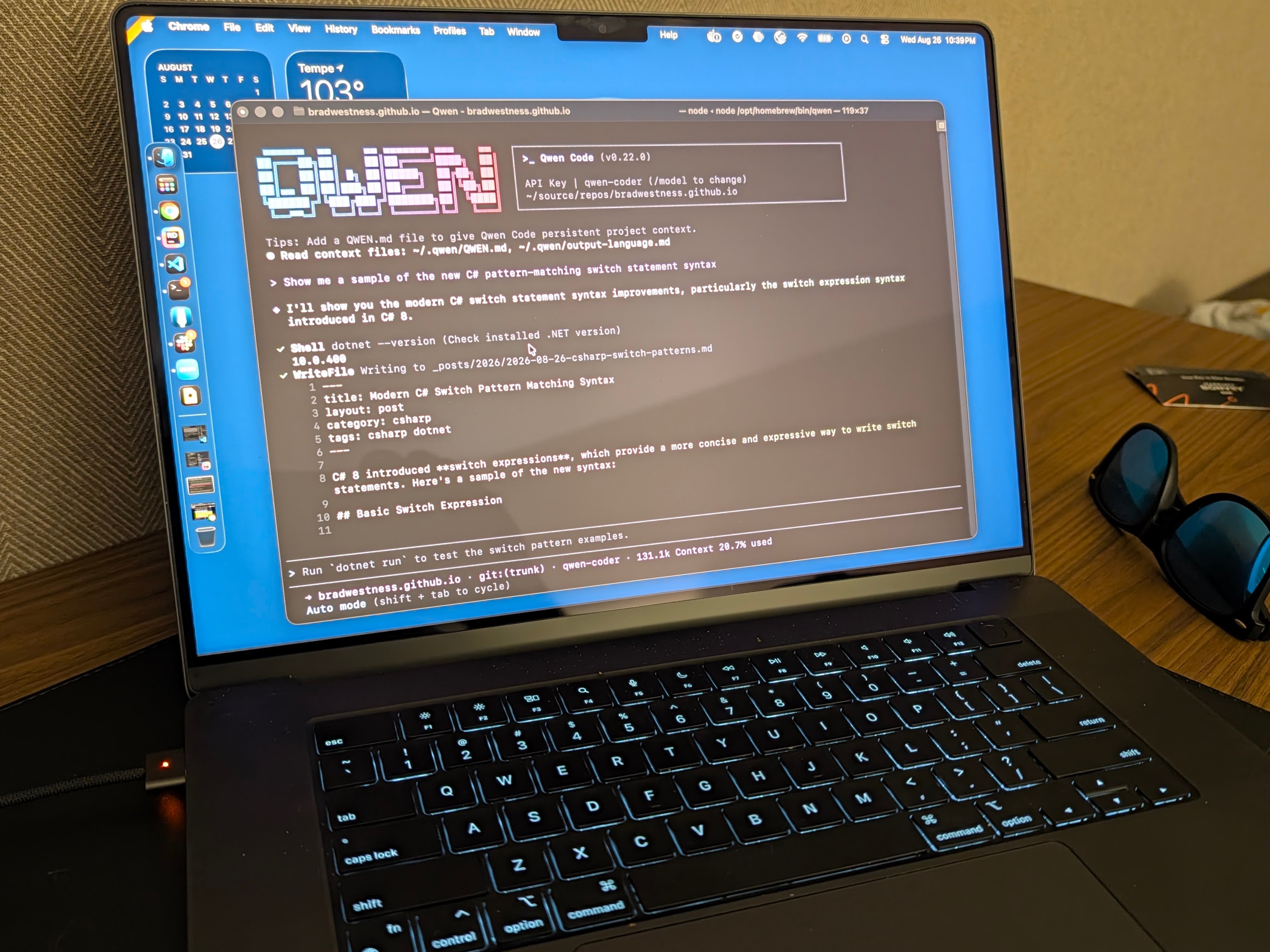 Qwen Code running on a MacBook