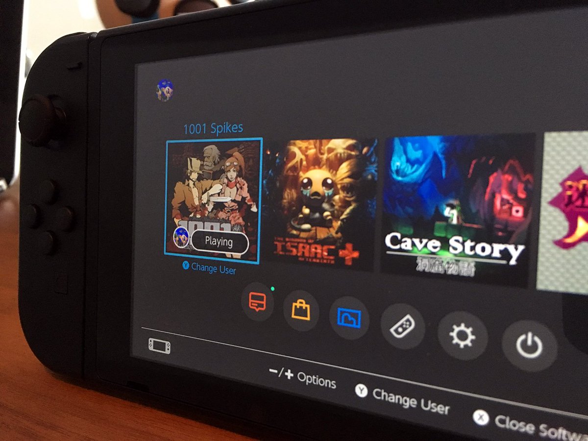 Nintendo Switch home screen with dark theme